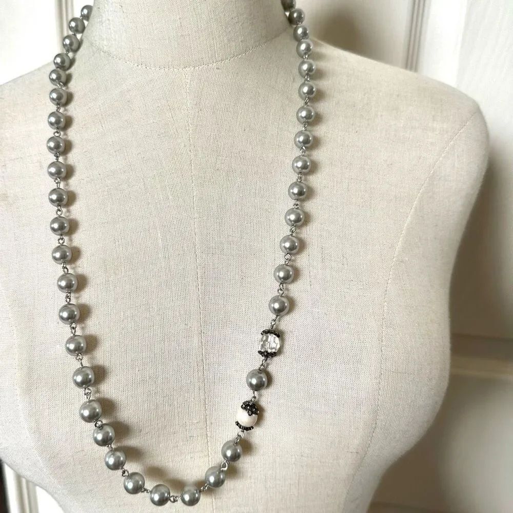 Banana Republic grey beaded long necklace